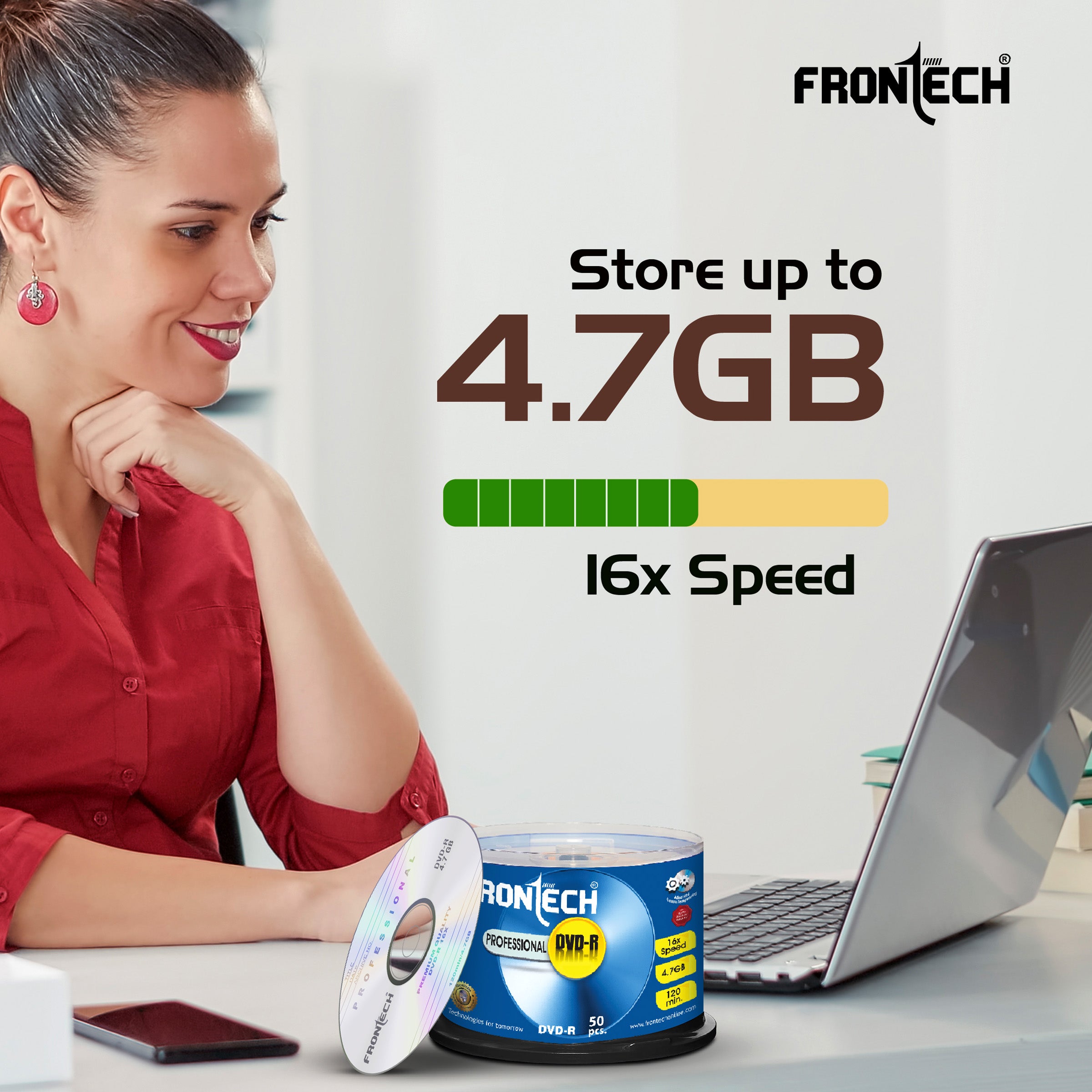 Frontech Professional DVD 4.7GB Media 120 Mins 16X Multi Speed - Pack of 50 (DVD-0003) Frontech Professional DVD 4.7GB Media 120 Mins 16X Multi Speed - Pack of 50 (DVD-0003)